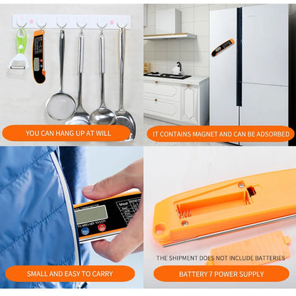 Instant Read Digital Kitchen Thermometer - Foldable Meat Temperature Probe for Perfect Cooking, BBQ & More!