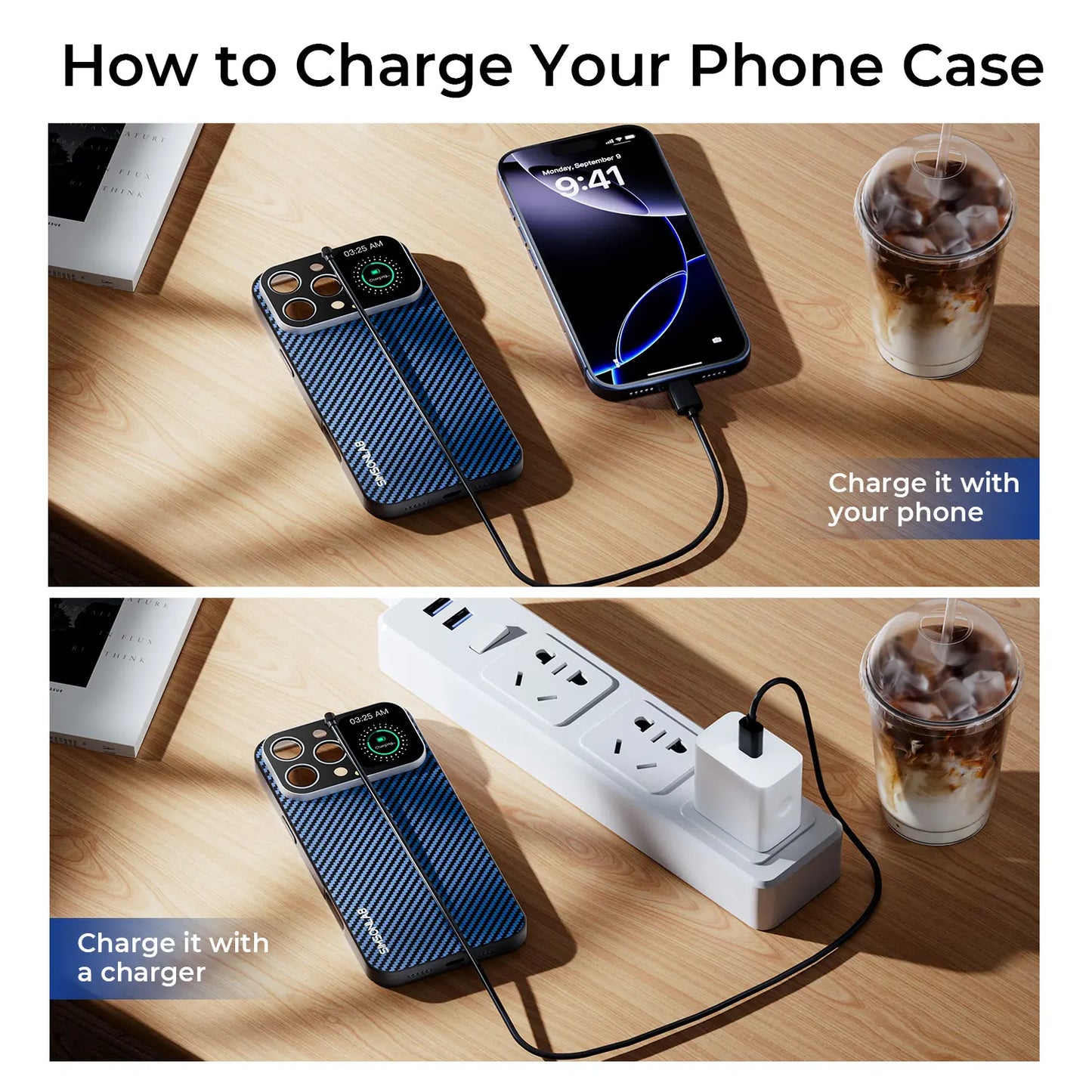 Smart Phone Case with 1.75-Inch HD Screen, 10 Second Custom Video Dial, Rear Camera Preview, Call & Message Alert, Music Control, Weather, Timer, Dynamic Smart Window, Multiple Model Options, Magnetic Wireless Charging, Practical Gadget Gift.