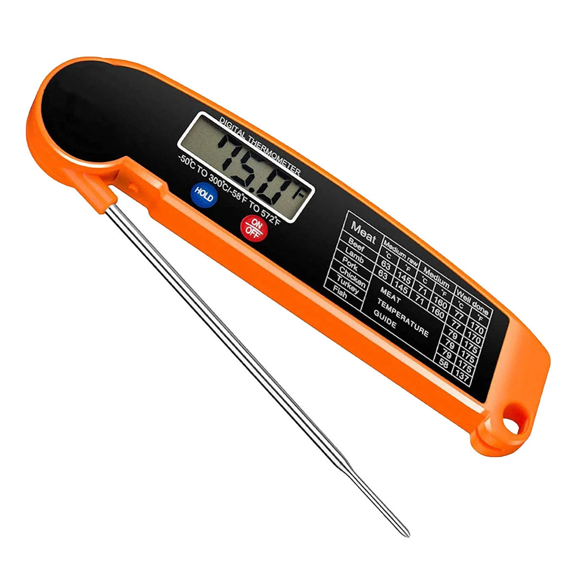 Instant Read Digital Kitchen Thermometer - Foldable Meat Temperature Probe for Perfect Cooking, BBQ & More!