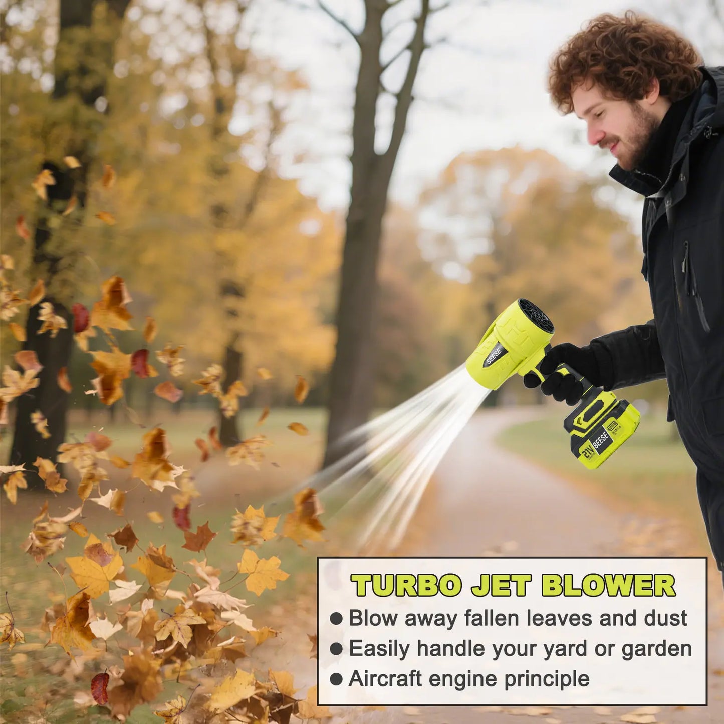 【Fathersdaygift】Seese Turbo Jet Blower,Leaf Blower, Violent Turbo Fan, Pure Copper Motor,Car Drying after Wash, Handheld Snow Blower,Cordless Turbo Power Air Duster,Home Improve,Garden Mainte Holiday Gifts