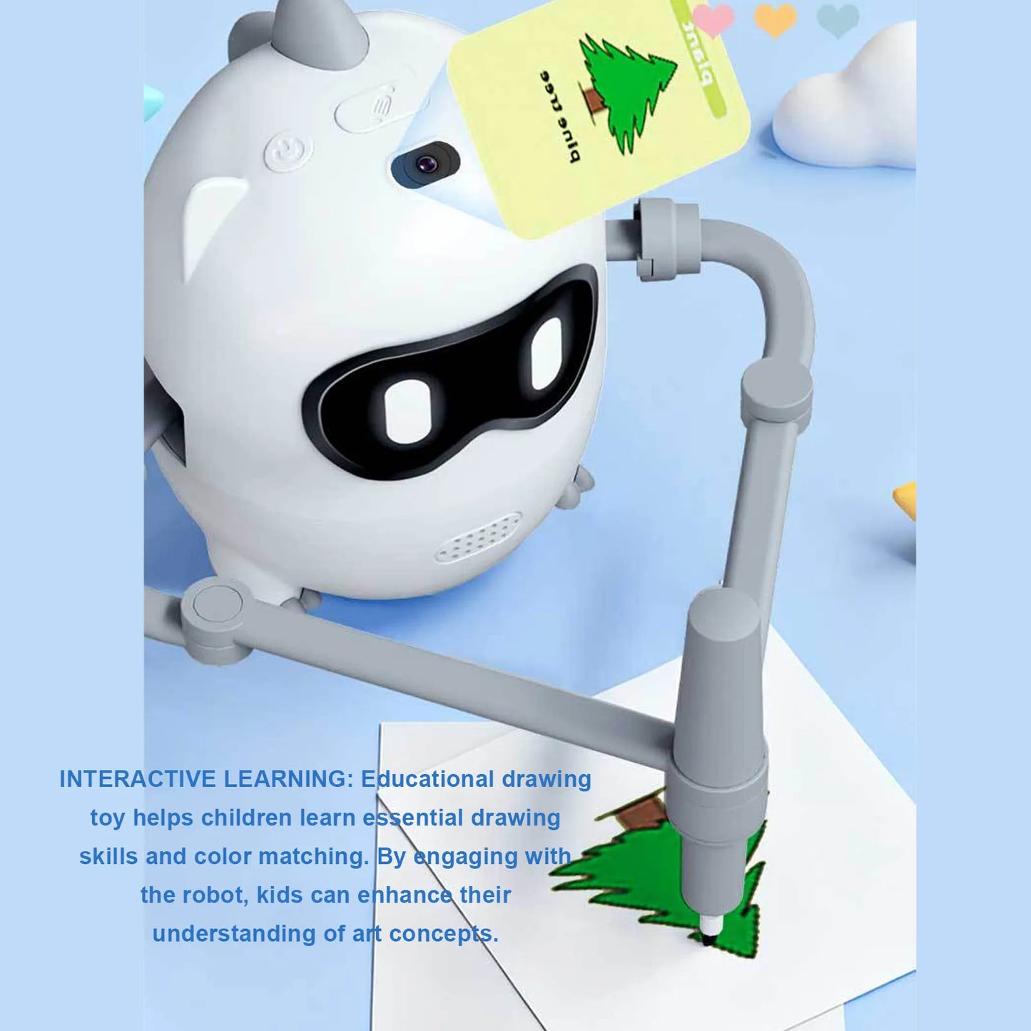 Interactive Educational Drawing Robot for Kids - 100 Fun Learning Cards Included!