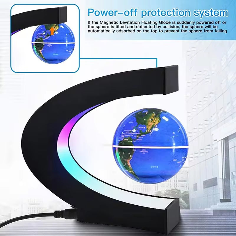 Magnetic Floating Globe Lamp with LED World Map - Enchanting Antigravity Decor and Ideal Gift for Any Occasion