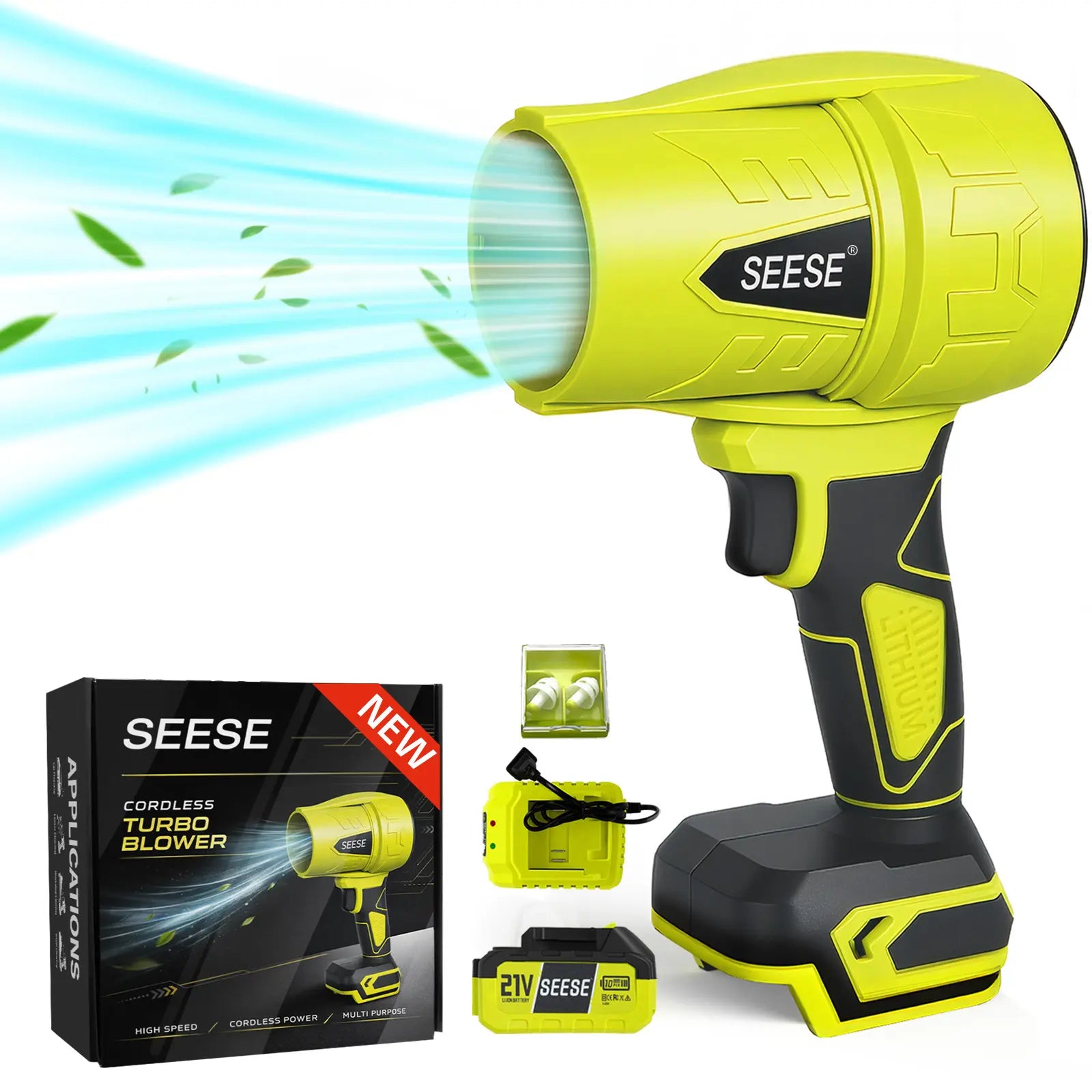【Fathersdaygift】Seese Turbo Jet Blower,Leaf Blower, Violent Turbo Fan, Pure Copper Motor,Car Drying after Wash, Handheld Snow Blower,Cordless Turbo Power Air Duster,Home Improve,Garden Mainte Holiday Gifts