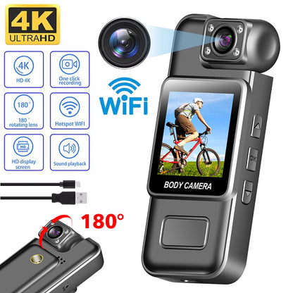 Capture Every Moment with the 4K Ultra HD WiFi Mini Camera - Your Perfect Portable Digital Video Recorder with Night Vision for Police and Outdoor Adventures